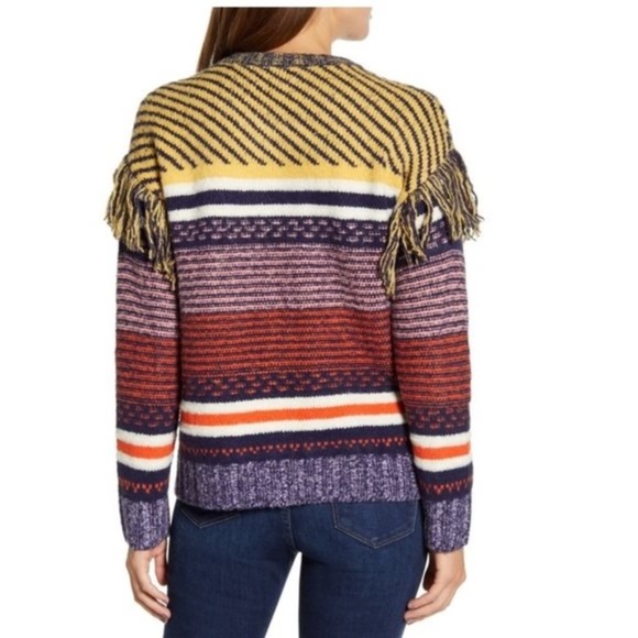 Caslon Fringe Sleeve Stripe Sweater - Picture 3 of 3